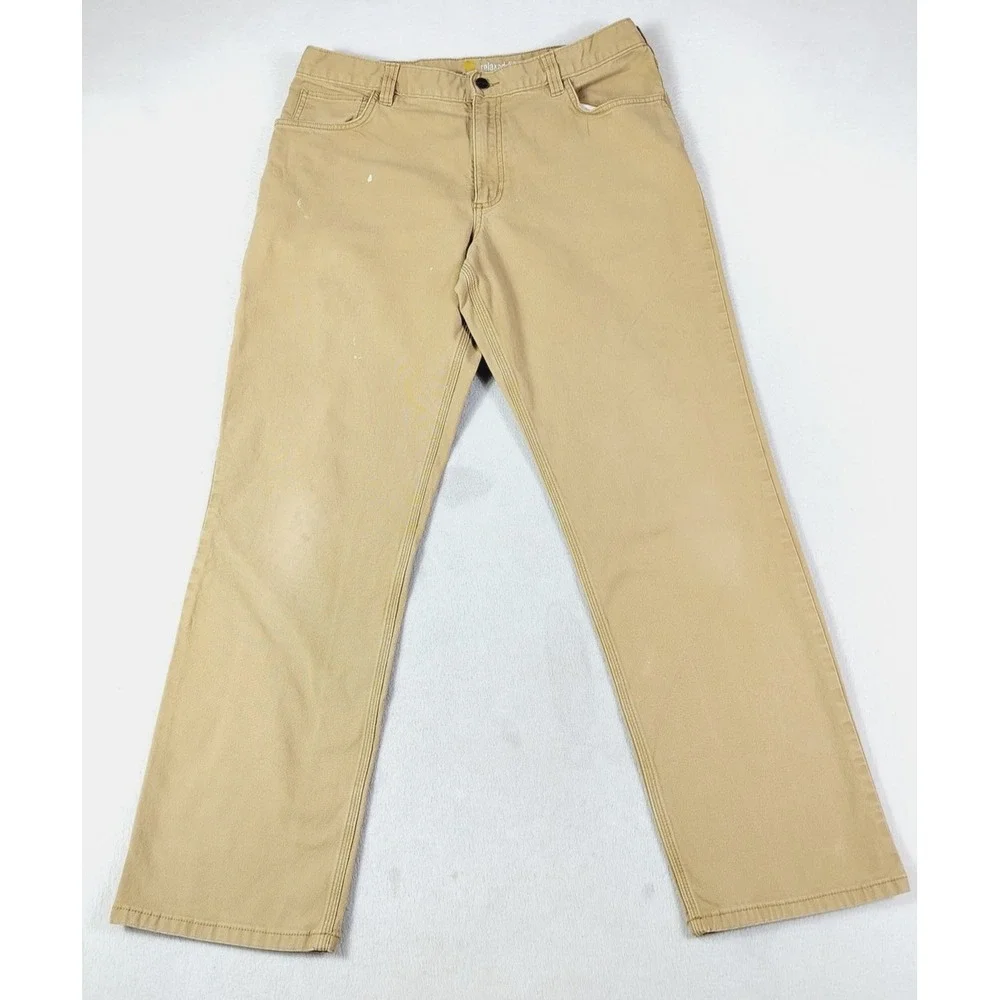 Carhartt Carpenter Pants Mens 36 Beige Relaxed Fit Canvas Stretch‎ Workwear